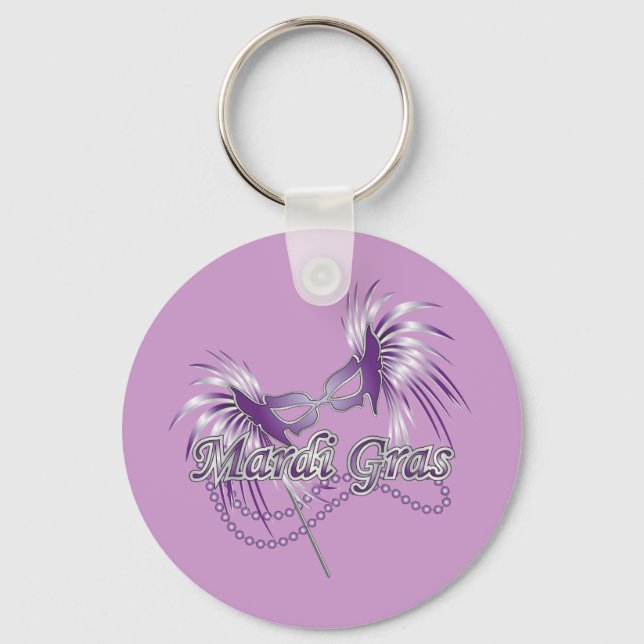 Purple Mardi Gras Mask Keychain (Front)