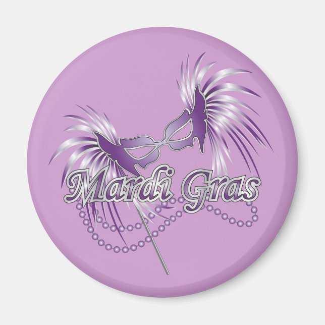 Purple Mardi Gras Mask Magnet (Front)