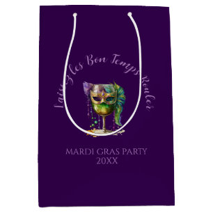 Purple Mardi Gras Mask  Medium Gift Bag