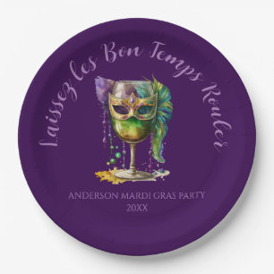 Purple Mardi Gras Mask  Paper Plate