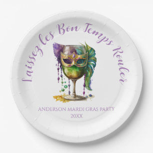 Purple Mardi Gras Mask Paper Plate