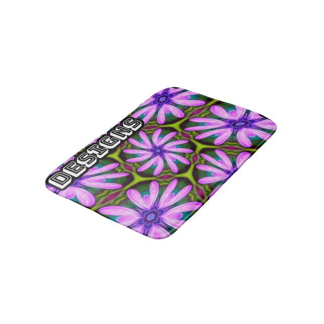 Purple Marguerite Patterns Bath Mat (Angled)