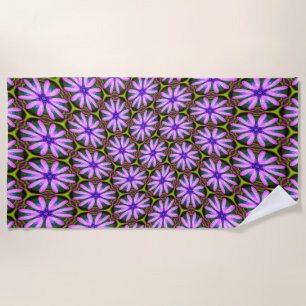 Purple Marguerite Patterns Beach Towel