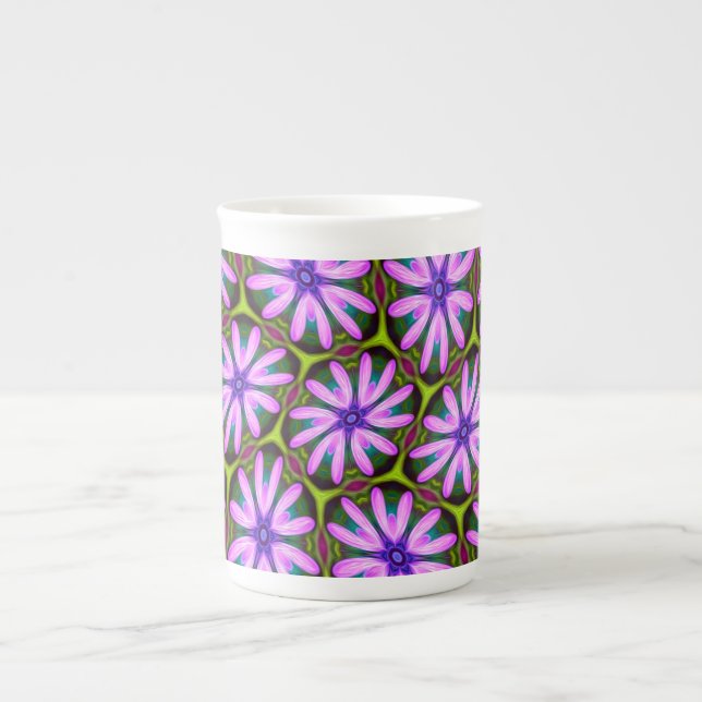 Purple Marguerite Patterns Bone China Mug (Front)