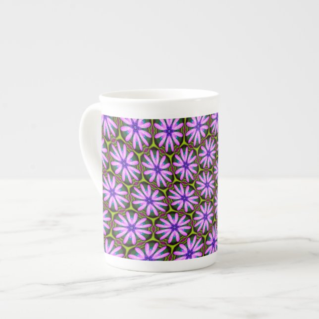 Purple Marguerite Patterns Bone China Mug (Front Left)