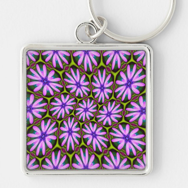 Purple Marguerite Patterns Keychain (Front)