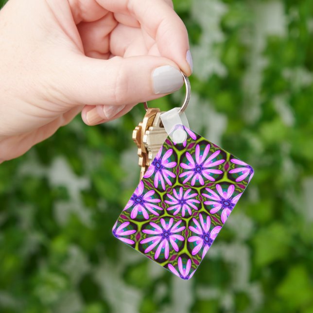 Purple Marguerite Patterns Keychain (Hand)