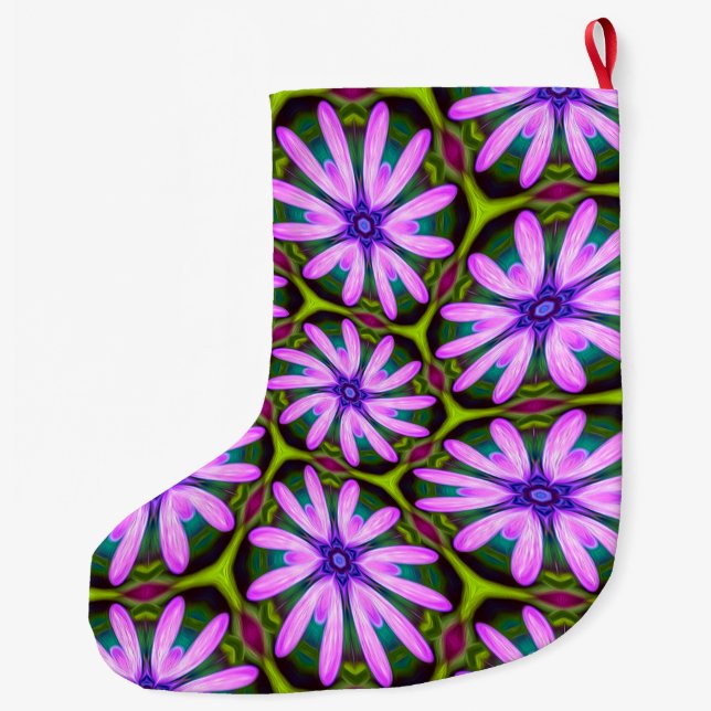Purple Marguerite Patterns Large Christmas Stocking (Back)
