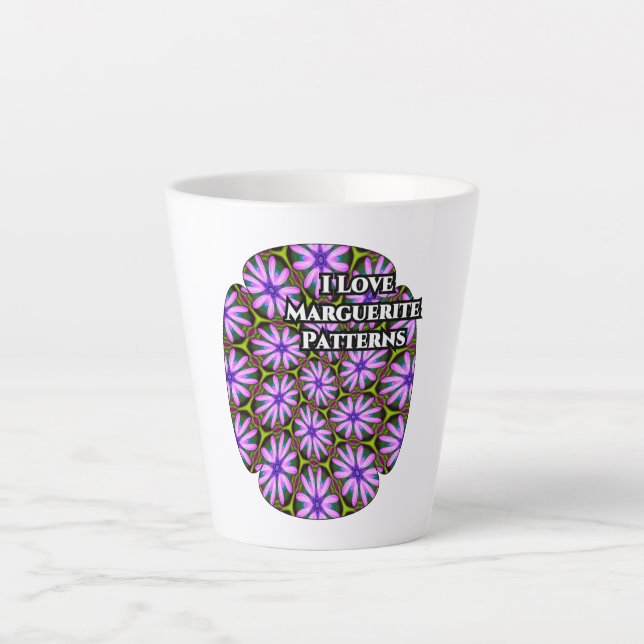 Purple Marguerite Patterns Latte Mug (Front)