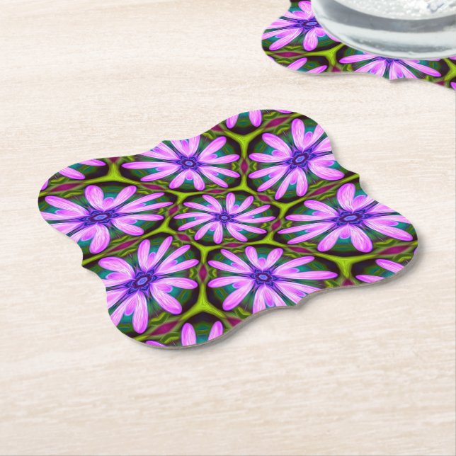 Purple Marguerite Patterns Paper Coaster (Angled)