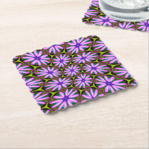 Purple Marguerite Patterns Paper Coaster