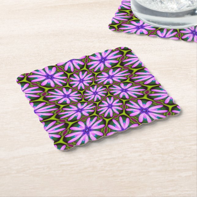 Purple Marguerite Patterns Paper Coaster (Angled)