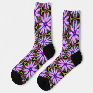 Purple Marguerite Patterns Socks