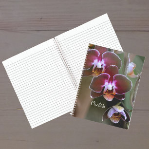 Purple Maroon Orchid Blossoms Botanical Floral Notebook