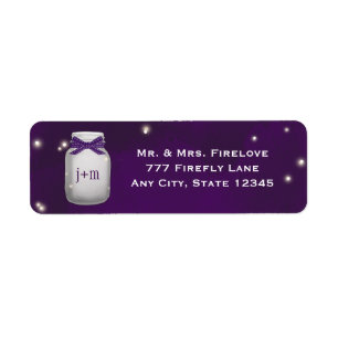 Purple Mason Jar avec lucioles Adresse de retour