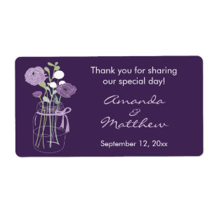 Purple Mason Jar Wedding Favour Labels