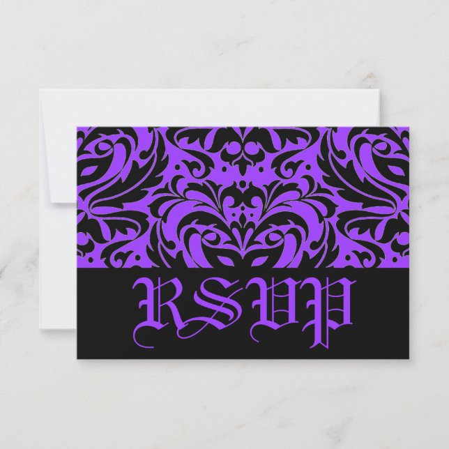 Purple Masquerade Damask Halloween Rsvp (Devant)