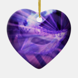 Purple Masquerade Love Ceramic Ornament