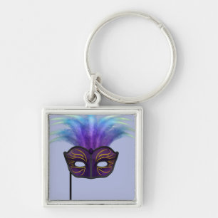 Purple Masquerade Mask Carnival Party Art Keychain