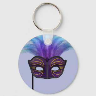 Purple Masquerade Mask Carnival Party Art Keychain