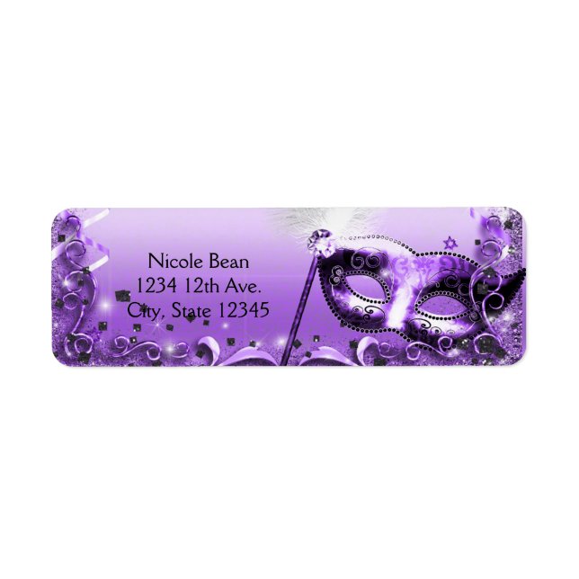 Purple Masquerade Mask Elegant Ball Party (Front)