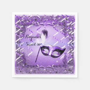 Purple Masquerade Mask Elegant Ball Party Napkin