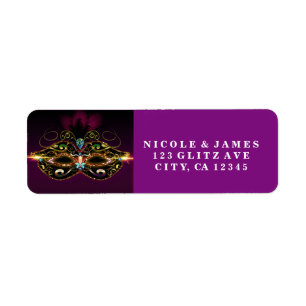 Purple Masquerade Mask Mardi Gras Address Label