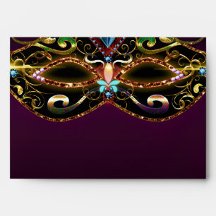 Purple Masquerade Mask Party Invite Envelope