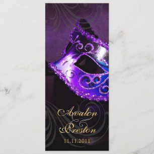 Purple Masquerade Wedding Program Invitation