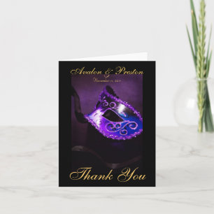 Purple Masqurade Mask Thank You Note Card