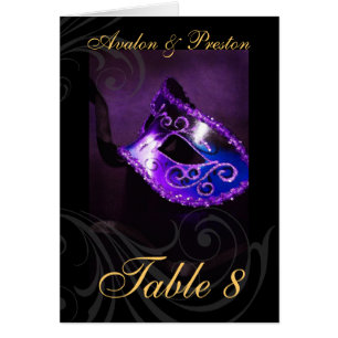 Purple Masqurade Swirl Table Number Card