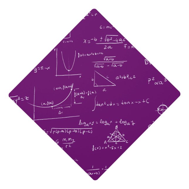 Purple Math Equations Formulas Graduation Cap Topper (Front)