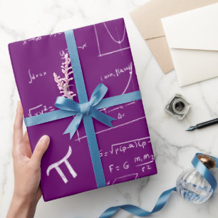 Purple Mathematic Formulas Equations Graduation Wrapping Paper