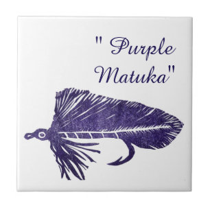 "Purple Matuka" streamer trout fly tile. Tile