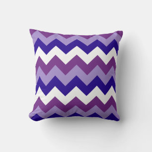 Purple, Mauve, Blue, White Diagonal Chevrons Throw Pillow