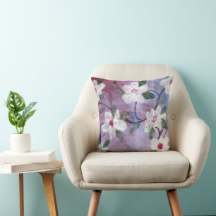 Purple Mauve Burgundy White And Red Throw Pillow
