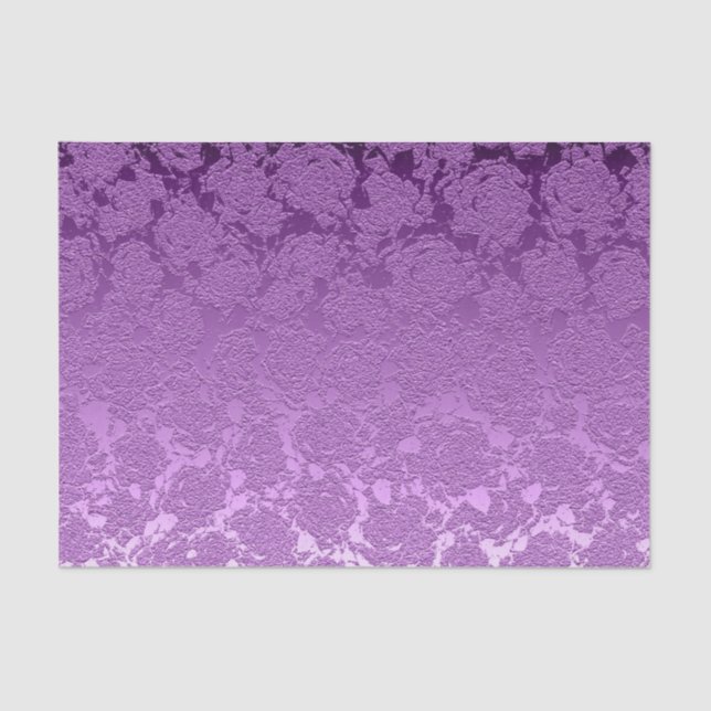 Purple Mauve Colour Floral Print Succulent Pattern Tissue Paper (Front)