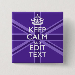 Purple Mauve Keep Calm And Your Text Union Jack 2 Inch Square Button