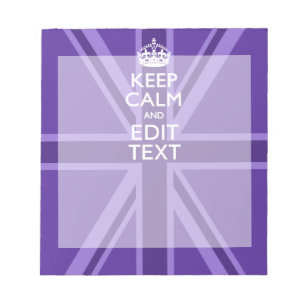 Purple Mauve Keep Calm And Your Text Union Jack Notepad