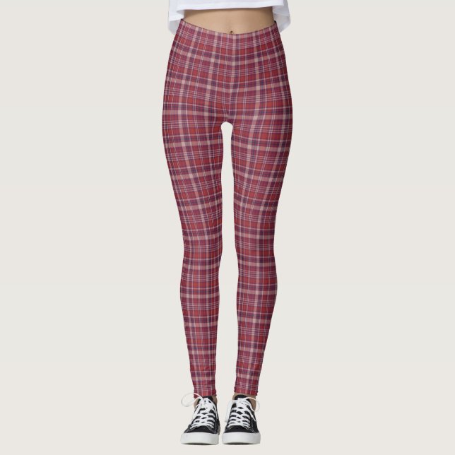 Purple Mauve Multi Plaid Women's Leggings (Front)