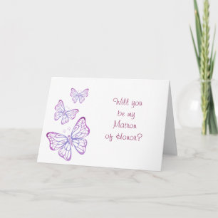 Purple Mauve Pink Classy Butterfly Matron of Honou Invitation