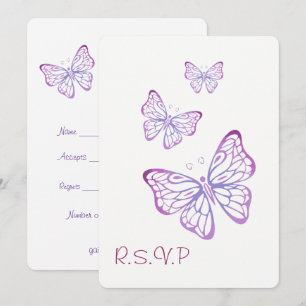 Purple Mauve Pink Classy Garden Butterfly RSVP Invitation