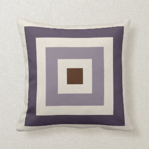 Purple Mauve Plum Geometric Squares Throw Pillow