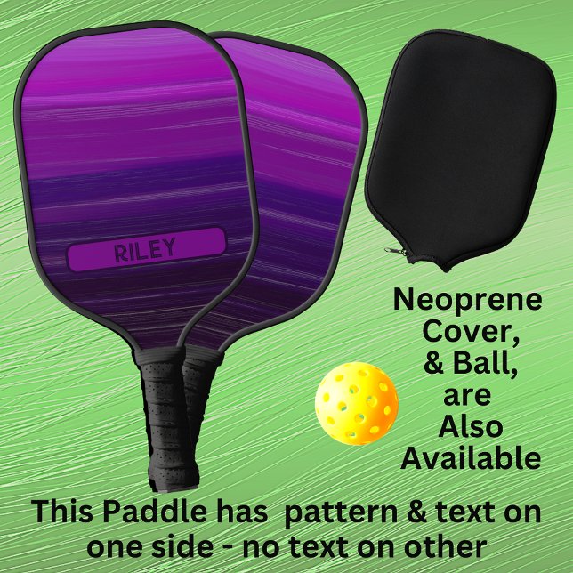 Purple Mauve Striped Add Name Monogram Team Pickleball Paddle (Creator Uploaded)