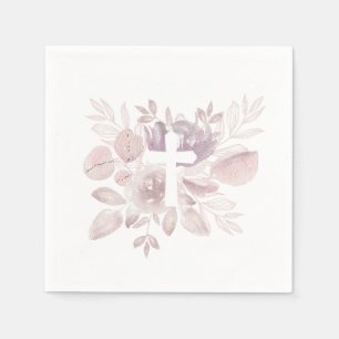 Purple Mauve Watercolor Floral Cross Napkin