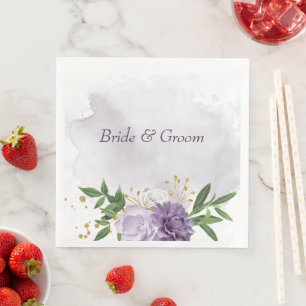 purple mauve white floral  napkin