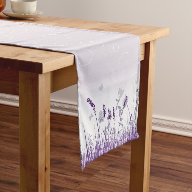 Purple Meadow and Butterflies Short Table Runner (In Situ)