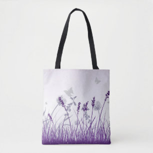 Purple Meadow and Butterflies Tote Bag