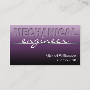 Purple Mechanical Engineer Sleek Business Cards