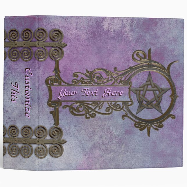 Purple Medeival Iron Hinge & Pentacle Binder (Front/Spine)
